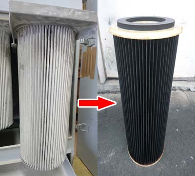 集塵フィルターの洗浄 ビフォーアフター